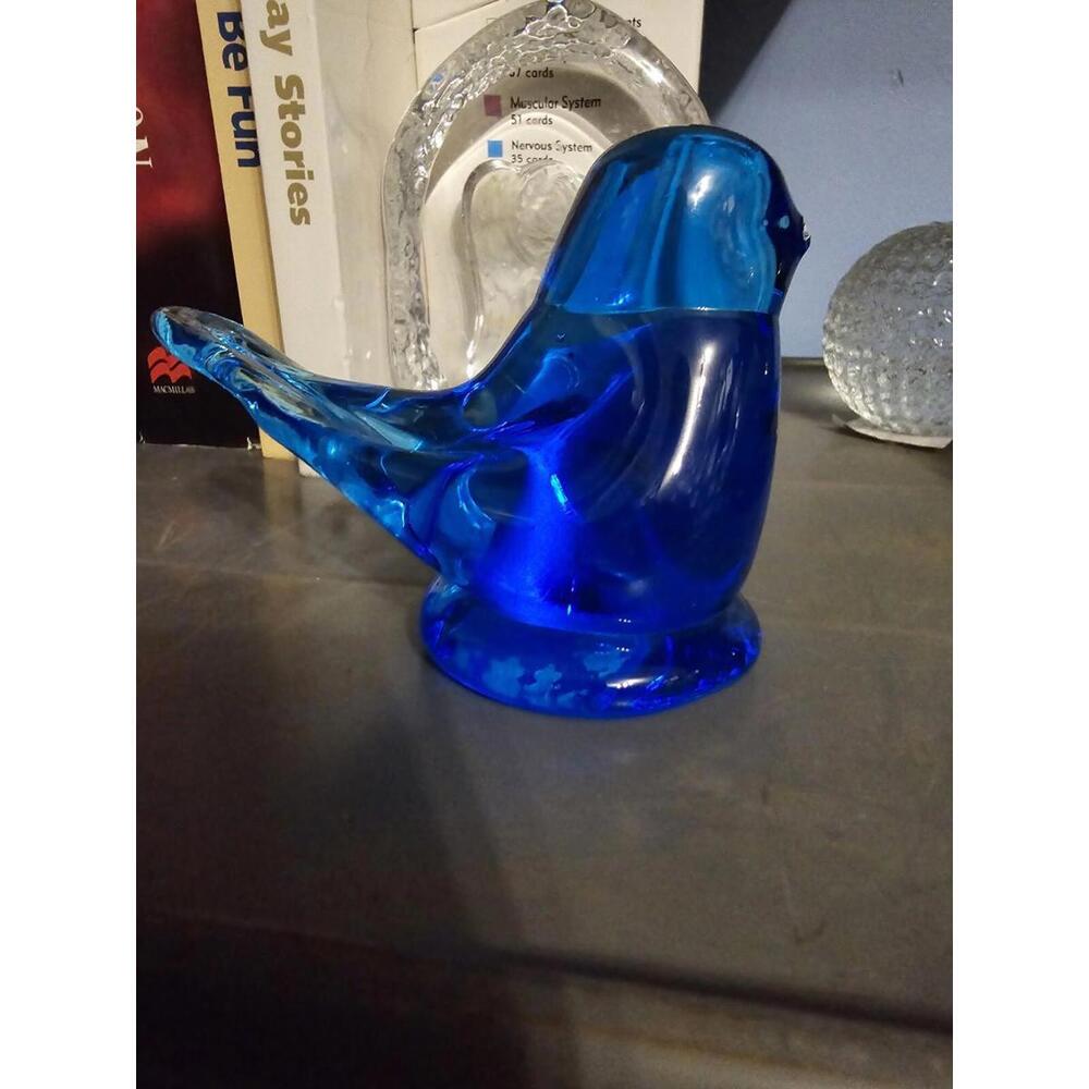 Vtg BLUE BIRD OF HAPPINESS 1996 Blue Paperweight Collectible Leo Ward Signed - Picture 1 of 2